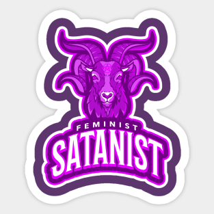 Feminist Satanist Purple Goat Baphomet with Pentagram Occult Sticker